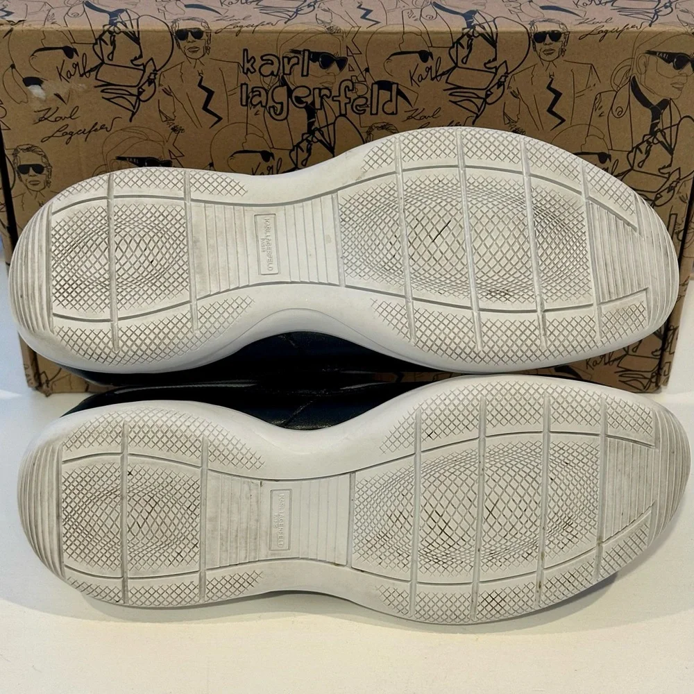 Karl Lagerfeld Men's Black and White Camo Print Sneakers Mens size 10.5 - Picture 6 of 10
